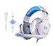 Produktbild Headset 7,1 Gaming Computer Gaming Headset, PS4 Xbox One Wired Headset Für Laptop, PC, Mac, Ipad, Smartphone, Stereo-Surround-Rauschunterdrückung LED-Lichtvolumen Steuerung Mit Mikrofon,White