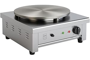 METRO Professional Crepiera Elettrica GCP1040, Acciaio Inox/Ghisa non Rivestita, 3000W, Ø Piastra: 40cm, Temperatura: 50-300°C, Piedini Antiscivolo, Argento