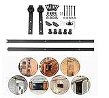 Homgrace 2M/6.6FT Quincailleri Kit de Rail pour Porte Coulissante Ensemble Industriel pour Porte Suspendue en Bois Pour Cloisons Grange Armoire Hardware