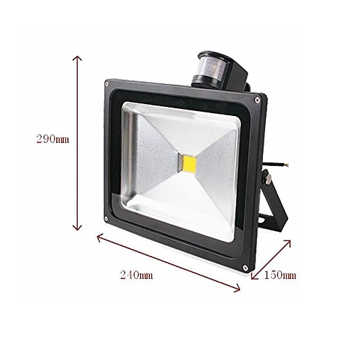 SAILUN 50W LED SMD Strahler Fluter Außen Flutlicht Strahler mit PIR Bewegungsmelder Fluter Wasserdicht IP65 Aluminiumkörper Schwarz Kaltweiß - 7