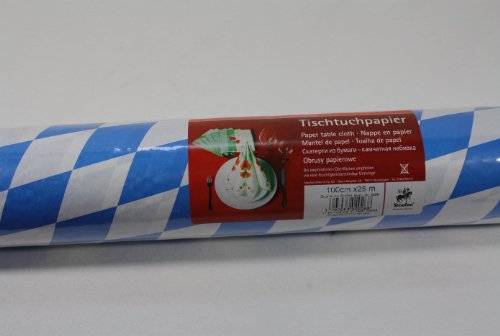 1 Rolle PAPIERTISCHTUCH - BAYRISCH RAUTE - 25 Meter Oktoberfest Deko Wiesn
