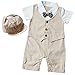iiniim 2pcs Baby Little Boys Gentleman Bowtie Romper Jumpsuit With Hat Formal Outfit Casual Clothing Khaki 6-9 Months