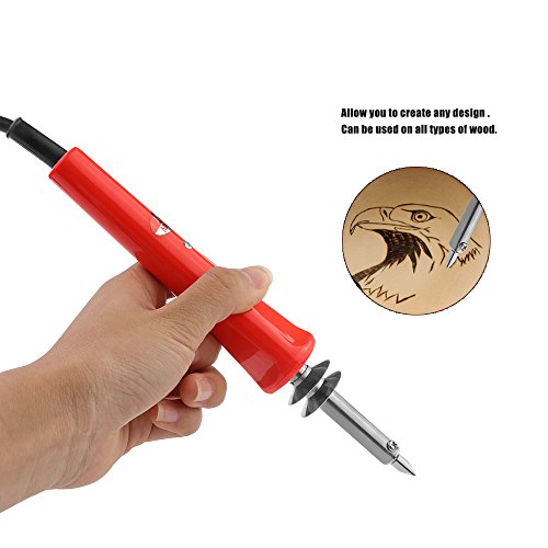 Holz Burning Pen Kit Lötkolben Pen Kit Full Set Löten Carving Prägung Tipps Hot Blade Holz Handwerk Werkzeug Set für Holzbearbeitung / Leder / Cork 37pcs EU Plug - 4
