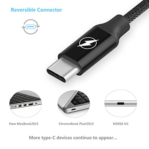 USB Typ C Kabel, Kiirie 3.3ft Nylon geflochtene Schnur Schnelle Ladegerät mit Reversible Steckverbinder für LG G5 V20, Nexus 5X 6P, Google Pixel XL, Huawei P9 Plus, OnePlus 2 3, Macbook 12 „und andere Typ C USB Geräte - 5