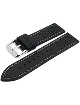 Meyhofer Uhrenarmband Veteli 20mm schwarz Silikon Racing-Look graue Naht MyCrkkb525/20mm/schwarz/grN