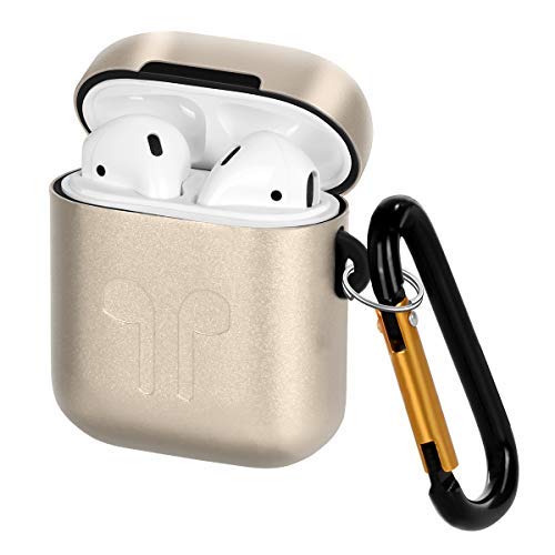 Carcasa de Metal Compatible con Airpods, Funda portátil de Silicona y Metal de Doble Capa con Llavero de Repuesto para Airpods, antipérdida, a Prueba de Golpes, a Prueba de Polvo y arañazos
