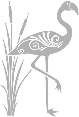 Metal Monkey Stickers Art Deco Style Flamingo Glass Etch Decal 300mm x 200mm Facing Right