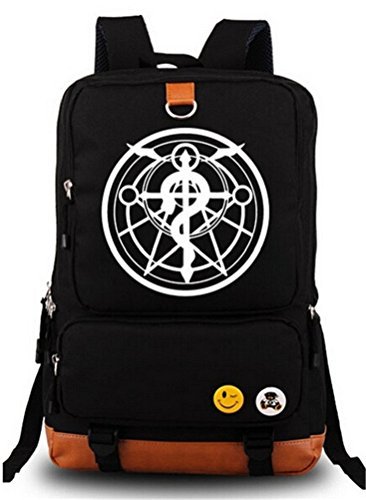 Preisvergleich Produktbild Siawasey Schulranzen, Motiv: japanischer Anime, aus Leinen schwarz Fullmetal Alchemist