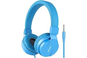 Gorsun® Auriculares para Niños,Plegable Cómodos Auriculares Niños con Seguro Material,Auriculares Infantiles con Ligera Diadema,Estéreo Cerrados Cascos para Niños -Azul