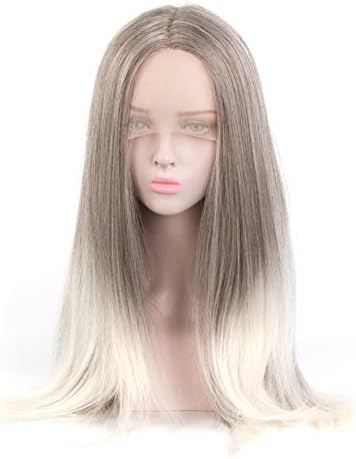 wiglala Gradient-Colored Front Lace Wig Chemical Fiber Half-Handed Hooks With Long Straight Hair Caps