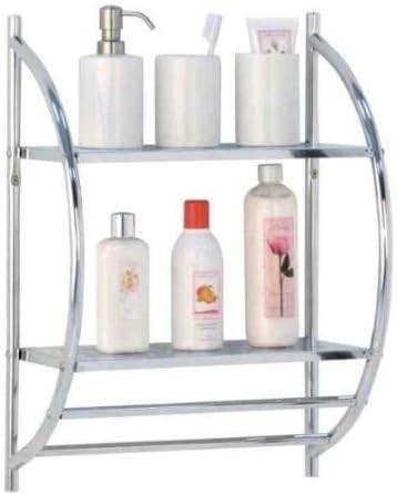 Chrome 2 Tier Wall Mounted Bathroom Towel Holder Shelf Rack