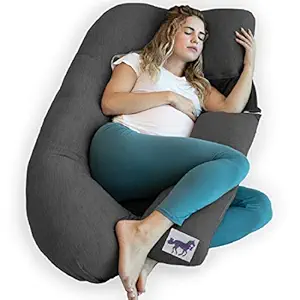 Blue Horse Microfiber Solid Modern U Shape Maternity/Pregnancy Pillow for Pregnant Women - Pack of 1 (Dark Grey)