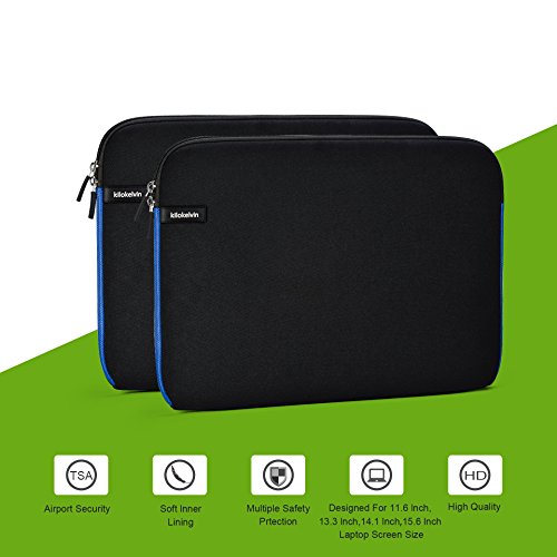 Laptop Hülsen Kasten Beutel 11-15.6 Zoll Wasser-beständiger Neopren weicher Notizbuch Computer Fall Tablette Aktenkoffer Carring Beutel-Abdeckung für Macbook Air Pro / Oberfläche / Notizbuch Computer / Tablette PC / Ultrabook durch Kilokelvin (14.1 Schwarz und Blau) - 7