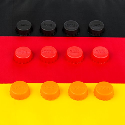12er SET Silikon–Kronkorken zur EM, WM, Olympia, Beer saver, Bier–Kapseln, Flaschenverschluss, passt auf jede Flasche, Caps, Wein–und Saftflaschen, Pulle, Deckel, Farbe: Schwarz, rot, orange - 2