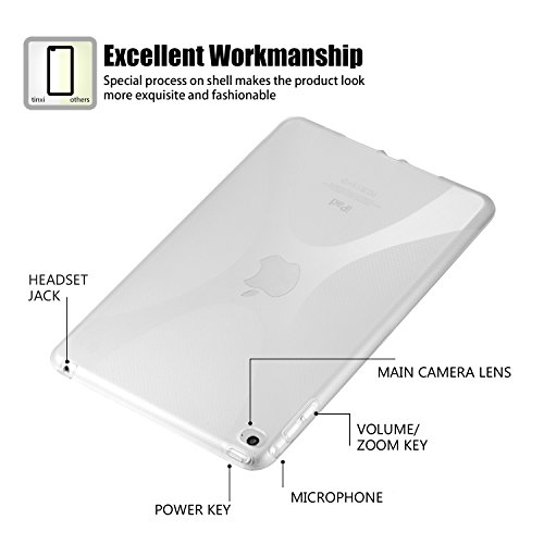 LDUDU® Ultradünn Silikon Schutzhülle für Apple iPad mini 4 7,9 zoll (20,1 cm) TPU Silikon Rückschale Schutz Hülle Silicon Etui Hülle Case Cover Folio Flipcase mit X Form mattiert transparent weiß - 2
