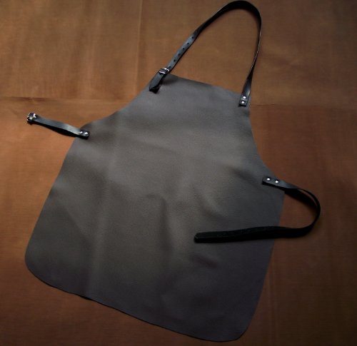 Echt Leder Grillschürze – Kochschürze – Lederschürze – Kellnerschürze – Bistroschürze – Arbeitschürze, verstellbare Beriemung, schwarz, feuchtigkeitsabweisend - 2