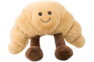 eamve 24CM Smiley Croissant Plush Toy 0.3 lbs WeightedPlush Smile Croissant Stuffed Animals Plush,Cute Croissant Plushie Appease Doll Stuffed Toy Throw Pillow for Fans Gift,Birthday Christmas