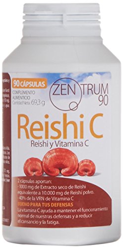 Reishi con vitamina C para combatir el cansancio y la fatiga  Suplemento alimenticio de Reishi para aliviar la ansiedad y reforzar el sistema inmunológico  90 cápsulas