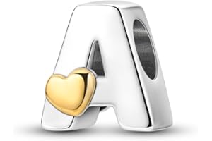 LIGHTDOG A-Z Alfabeto Charms Abalorios Colgante para mujer, 925 Colgante de plata para Pulseras Charms,Compatible con Pulseras Europeas para Mujeres y Niñas compatible con pulseras Pandora