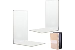 KALSEY 2 Pezzi Fermalibro Trasparente, Fermalibri in Acrilico, Fermalibri a Forma di L, Reggilibro per Impieghi Gravosi, Universal Bookend, Ferma CD, Robusto e Durevole Fermalibro Per Ufficio, Libreria
