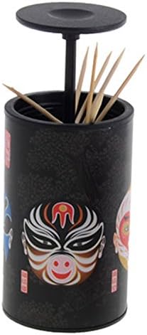 Facebook Automatic Toothpick Holder Fashion Creative Toothpick Box Quintessence Face Toothpick Seat Press Dust ( Color : Black )
