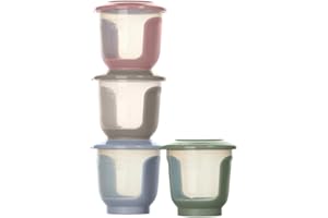 Vital Baby Nourish Store & Wean Food Pots 120ml, Leakproof, Stackable, Soft Base, EarthSmart Biodegradable, Fridge & Freezer Safe, BPA-Free, 4m+, 4 Pack