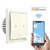Koogeek Wi-Fi Abilitato Smart Light Switch 220 ~ 240V Funziona con Apple HomeKit Support Telecomando Siri One-way Single Pole Wall Switch su 2,4 GHz Network Monitor Consumo di Energia Beige (TWO GANG SWITCH)