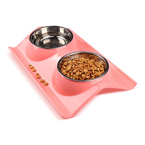 Preisvergleich Produktbild Miaosun doppelt Edelstahl Hund Katze Schalen mit rutschhemmenden und ausschüttsicheren Design, für Tiernahrung und Wasserzufuhr