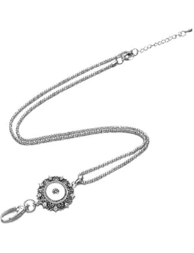 soleebee Retro 87cm silber Kette ID Badge Lanyard Halskette mit Strass Snap Jewelry Anhänger Verschluss für Ausweiskarten...