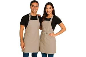 Didart Handmade Delantal de cocina hombre mujer (2 unidades) – Poliéster antihumedad con ajuste al cuello y 3 bolsillos – Protege contra manchas en barbacoa, cocina en casa o restaurante profesional