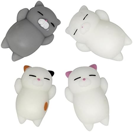 Gold Pear Pack of 4 Squishy Cat Toys, Mini Cute Healing Toys Soft Animal Tricky Toys Props Squeeze Stress Reliever Phone Decor Gift for Kids Boys Girls Adults Women Men