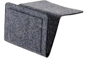 ECOSWAY Lato del Letto Feltro Borsa Portaoggetti con Tasche Divano Letto Scrivania Organizer Porta Oggetti da Appendere per Telefono Riviste Compresse Telecomandi - Grigio Medio