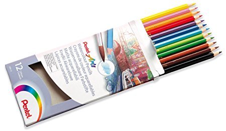 Pentel Aquash Pencil Special Komplett-Set | 12 wasservermalbare Buntstifte und Aquash Pinselstift + Aquarellblock A5+ - 3