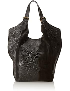 CTM Handtasche der Frau, Tasche aus echtem italienischen Leder Tasche made in Italy, Animal Print Design 46x37x5 Cm