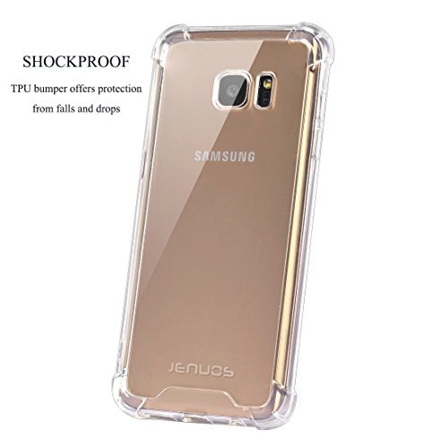 Galaxy S7 Edge Case  Jenuos Crystal Clear Shockproof Transparent Silicon TPU Bumper   Hard PC Back Cover Case for Samsung Galaxy S7 Edge 5 5  - Clear  S7E-TPU-CL 