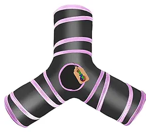 DreamAuro Collapsible Cat Tunnel Tube Kitty Tunnel Bored Cat Pet Toys Peek Hole Toy Ball Cat, Puppy, Kitty, Kitten, Rabbit, Guinea Pig (Pink)