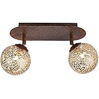 Paul Neuhaus Art Deco lámpara de techo/lámpara de techo/bombilla/lámpara Rost – Kreta 2 de techo/Iluminación Interior/salón/dormitorio/cocina Metal Rectangular apta para LED. G9 Max. 2 x 40 W