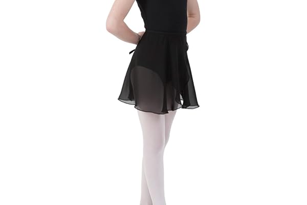 Bezioner Jupe de Ballet Danse Portefeuille en Mousseline pour Enfants Femme avec Ceinture Cravate