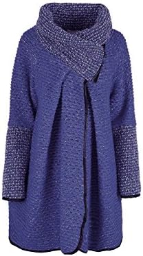 Fashion Rose New Womens Italian Lagenlook Quirky Coatigan Wool Zip Long Sleeve Cocoon Coat Jacket Poncho Cape Oversize Plus Size 10-24 (Denim, One Size 18 20 22 24)