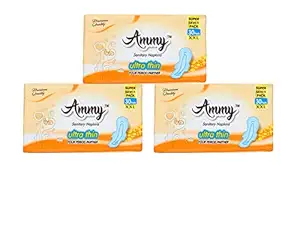 AMMY Advanced Dry Ultra All Night Cottony Soft Ultra Thin Womens/Girls Sanitary Pads with Wings (Napkins) - XXL Wings (90 Pieces)(Pack Of 3)