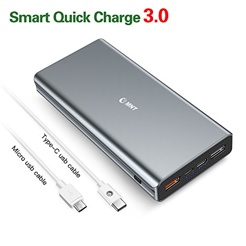 Chargeur Portable  22000mAh  Charge Rapide 3 0   Port USB Type C 3 0 A  EMNT Power Bank avec 4 Ports USB pour Grande Capacit   Batterie Externe Iphone 7 8   X  Ipad  Samsung Galaxy J3   S7   S8  Huawei P10 et autres P  riph  riques USB- Gris Argent  