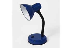 BURAKH Simple Design Study Desk Lamp Flexible Neck E27 40W Table Lamp Without Bulb for Studying Book Reading - Desk Light Toggle Switch-Home Light (Blue)