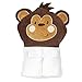 Produktbild Soft Touch Baby Kapuzenhandtuch Unisex weiß braun | Motiv: Affe | Baby Handtuch mit Kapuze für Neugeborene & Kleinkinder | Einheitsgröße