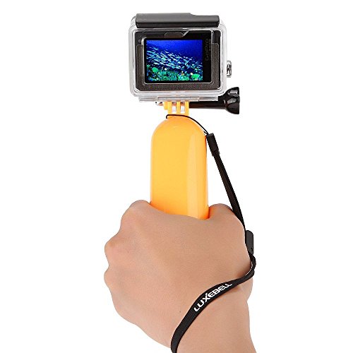 Luxebell Palo Flotante de Buceo, Flotador Monopod Manija de Mano con Tornillos y Correa de la Muñeca, Compatible con Camara Gopro Hero4, Hero3+, Hero3, Hero2, Hero, SJ4000 SJ5000, Amarillo Brillante