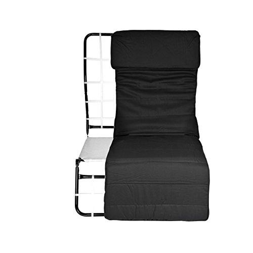 Mari Home - Melton Black Comfortable Relaxing Rocking Lounge Chair Armchair Washable Cotton Fabric Cushion with Adjustable Footrest