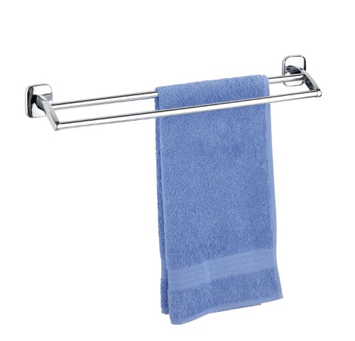 WENKO 17857100 Badetuchstange Duo Ribera - Doppelstange, Zinkdruckguss, 62 x 7 x 11.5 cm, Chrom