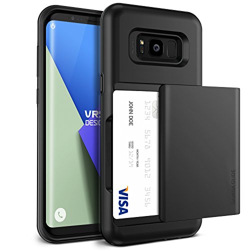 Preisvergleich Produktbild Galaxy S8 Hülle, VRS Design® Schutzhülle [Schwarz] Schlagfesten Case Kratzfeste Stoßsichere Handyhülle Halbautomatik Schiebetür mit Kartenfach [Damda Glide] für Samsung Galaxy S8 2017