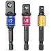 Produktbild LATTCURE Stecknussadapter Adapter Sechskant Socket Steckschlüssel auf 1/4", 1/2", 3/8" Vierkant Nuss Adapter (Schwarz)