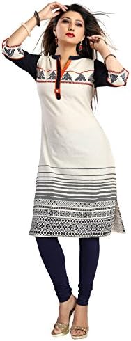 Dragaon Women's Print Design Cotton Tunic-Cream