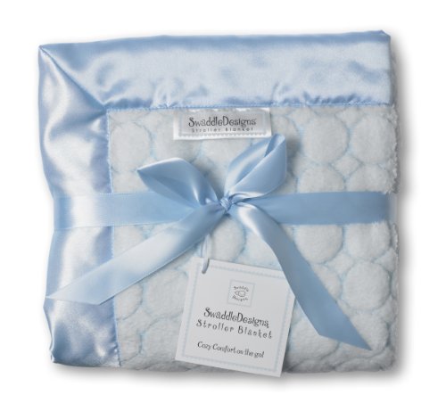 SwaddleDesigns Stroller Blanket, Pastel Puff Circles (Pastel Blue)